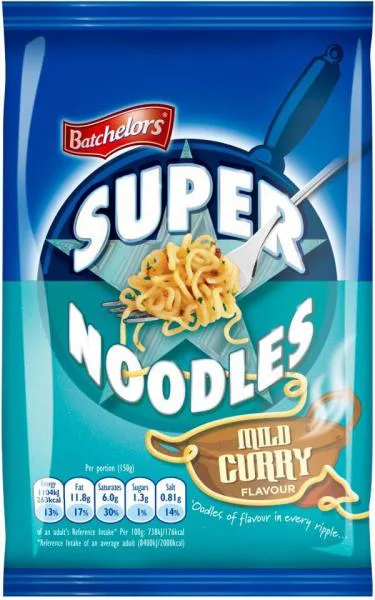 Batchelors: Super noodles; mild curry flavour change.