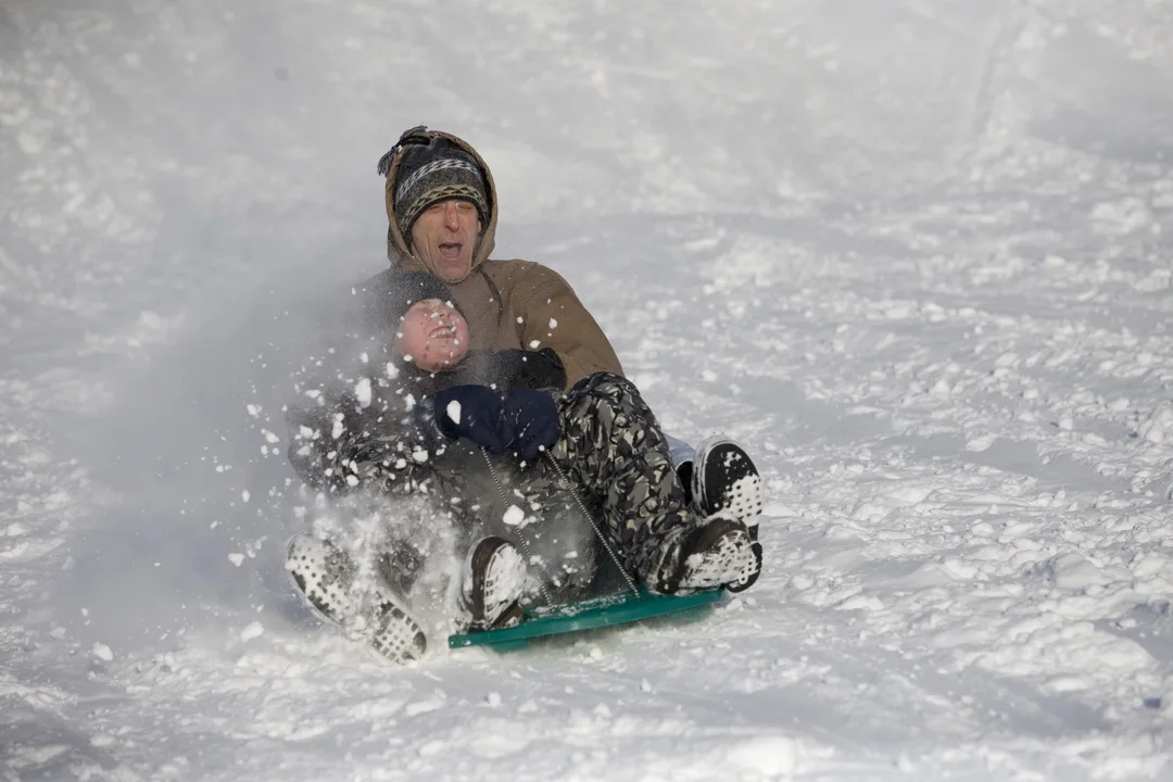 Sledding at Carthage Middle School