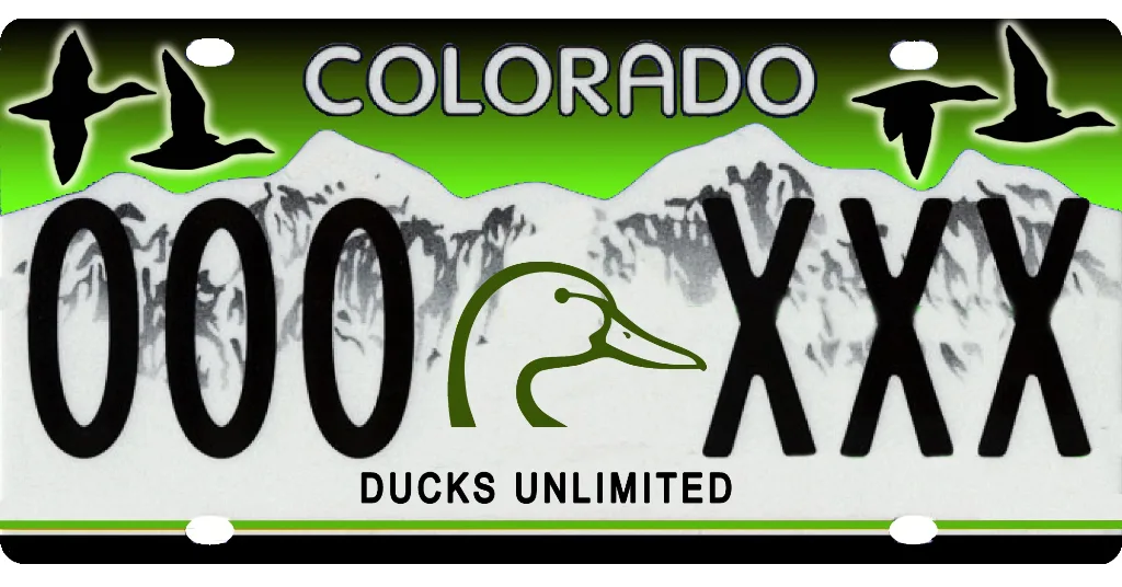 Colorado License Plate for Ducks Unlimited