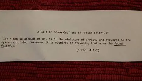 A Call to Come Out and Be Found Faithful