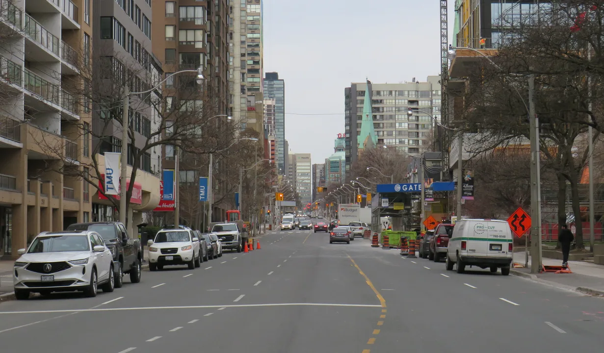 Closure of centre lane on Jarvis Street, Toronto