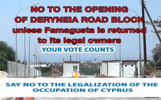 SAY ΝΟ ΤΟ ΤΗΕ OPENING OF DERYNEIA ROADBLOCK