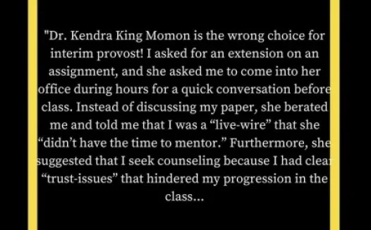 Remove Dr. Kendra Momon from Oglethorpe’s Interim Provost Seat
