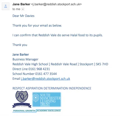 Stop Reddish Vale High School serving Halal meat to all pupils