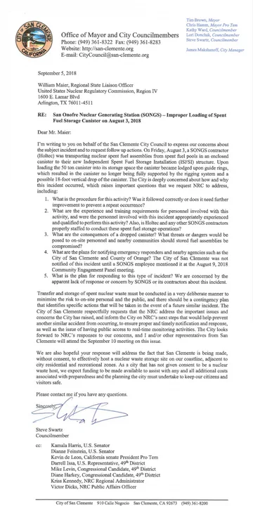 NUCLEAR REGULATORY COMMISSION MUST ADDRESS PUBLIC CONCERNS OVER "SERIOUS NEAR MISS" AT SAN ONOFRE