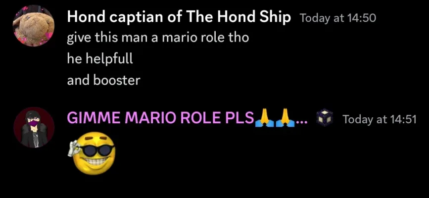 Petition for aero devs to give me mario role
