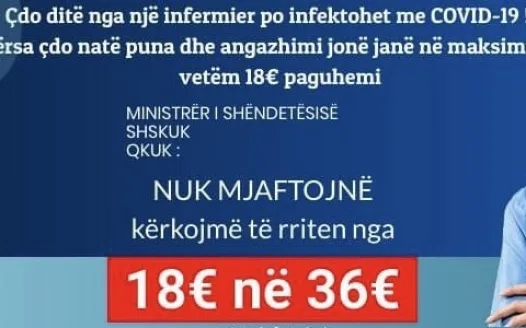 Të rriten ndërrimet e natës për infermier nga 18€ në 36€