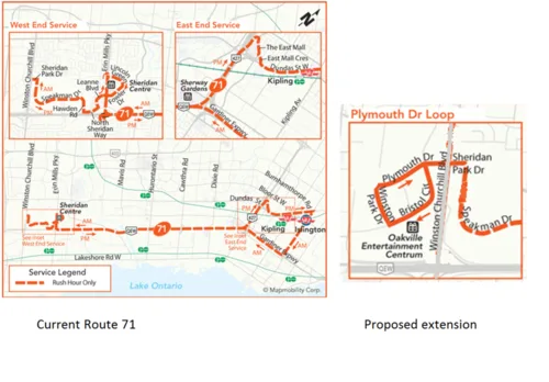 MiWay Service 71 Extension to Plymouth Drive Loop