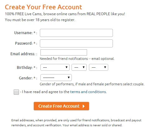 Chaturbate should require VALID email addresses for all accounts
