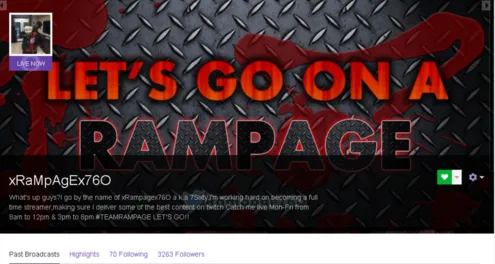 We Want xRaMpAgEx76O to be a Twitch Partner!
