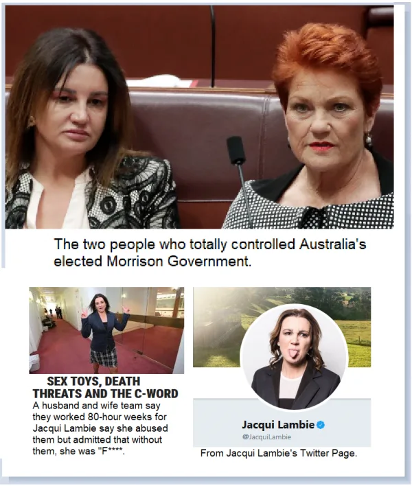 Senator Jacqui Lambie - your reason for sabotaging the Morrison Government's efforts?