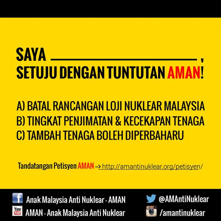 Petisyen Membatalkan Pembinaan Loji Nuklear Di Malaysia