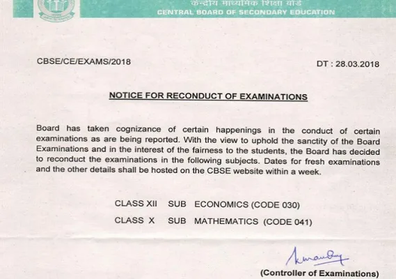 Cancel CBSE Grade 10 retest for maths