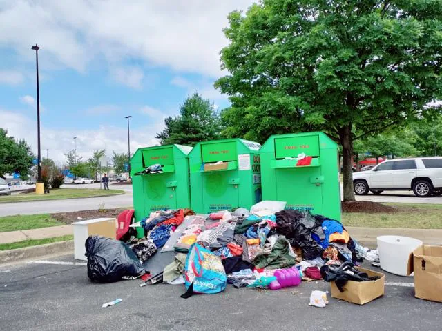 Stop dumping at red charity bins at Glenmore Park Community Centre