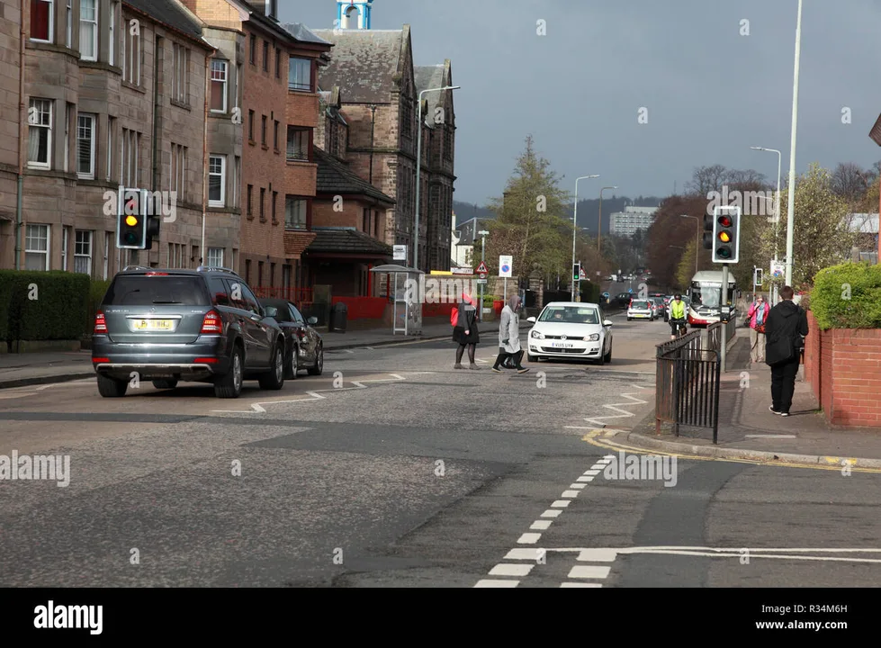 Pedestrian crossing B6117 Outside Rectory Park Thornhill.