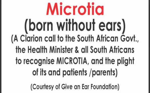 Microtia (Born without Ears) Petition to SA Health Minister