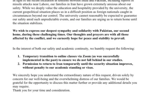 Urgent Request for Online Classes and Temporary Leave Due to Security Concerns