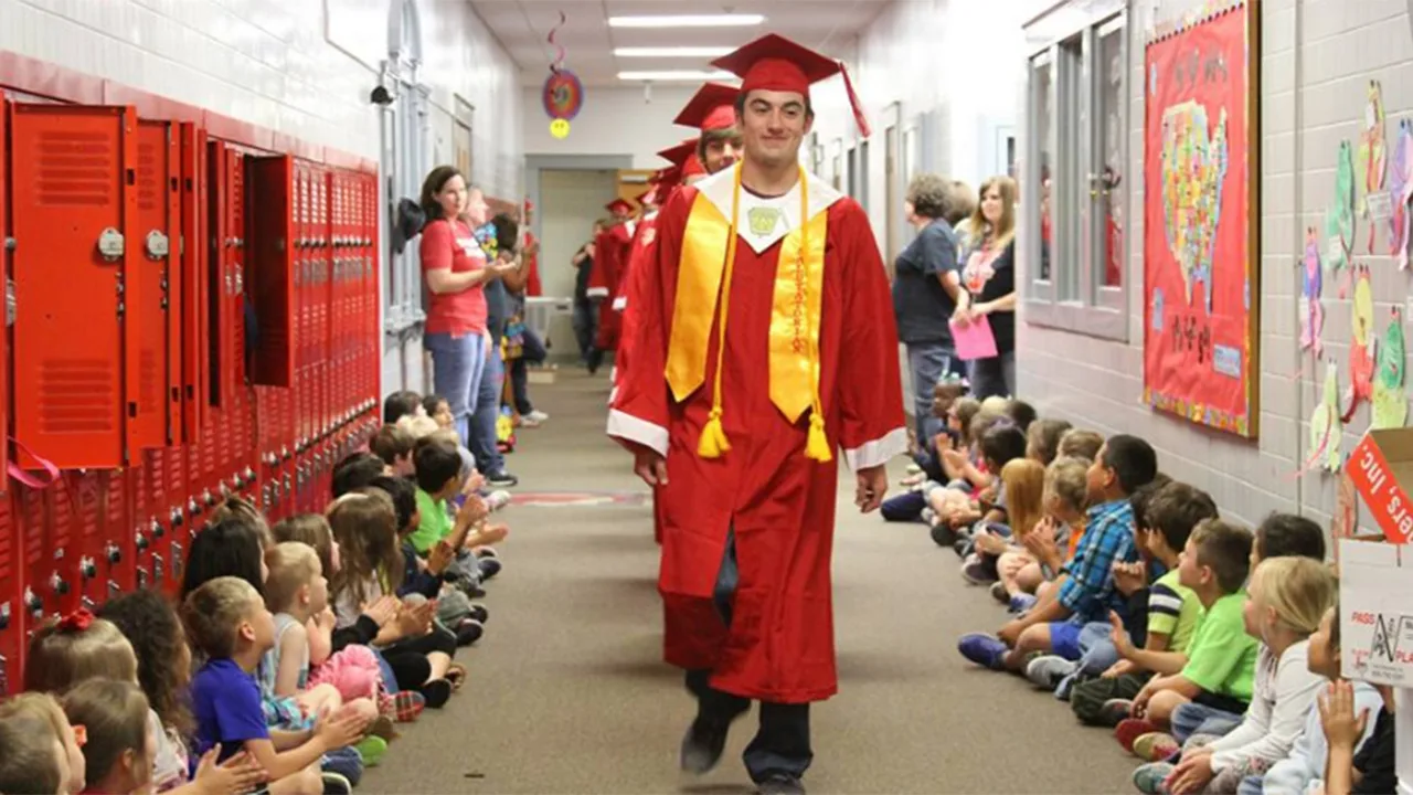 senior walks at the middle school