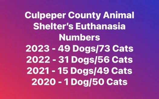 Plan to reduce Culpeper County Animal Shelter’s Euthanasia rate!