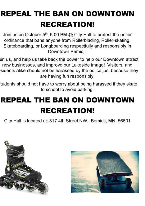 REPEAL THE BAN ON DOWNTOWN BEMIDJI RECREATION!