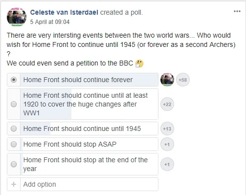 For Radio 4's Home Front not to end at the end of 2018.