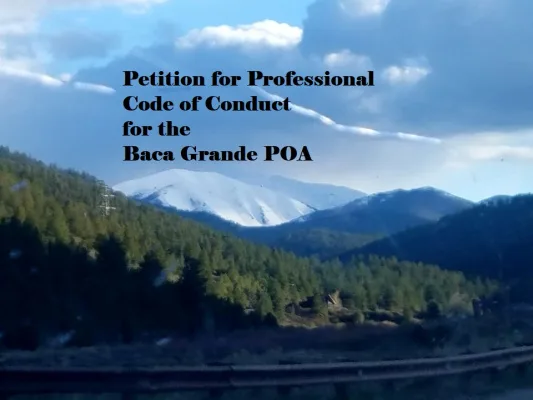 Petition for a Professional Code of Conduct for the Baca Grande Property Owners Association