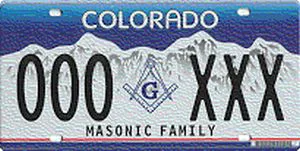 Colorado Masonic Family license plates