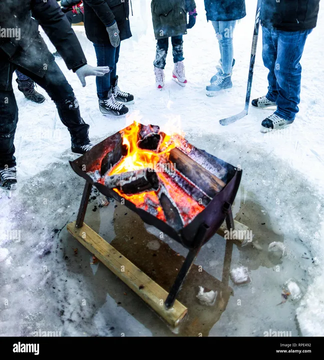 Wood Burning Fires on Auburn Bay Ice Rinks
