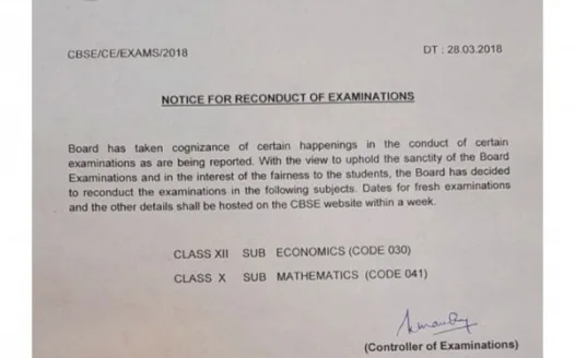 Re-exam of maths to be held all over india