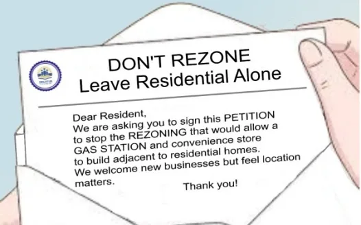 Not In Favor of Re-Zoning In Residential Area to Allow Gas Station