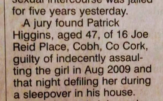 Petition to have convicted child sex offender Patrick Higgins  removed from the council house where he molested a young girl