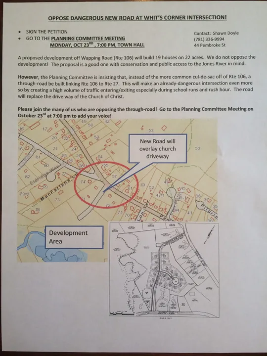 Oppose New Road Linking Rte 106 and Rte 27 near Whit's Corner