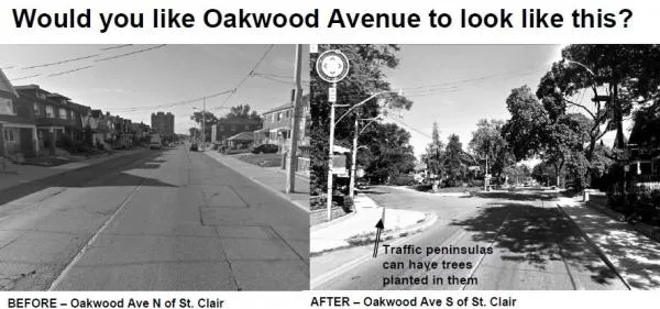 Add peninsulas to Oakwood Ave north of St. Clair