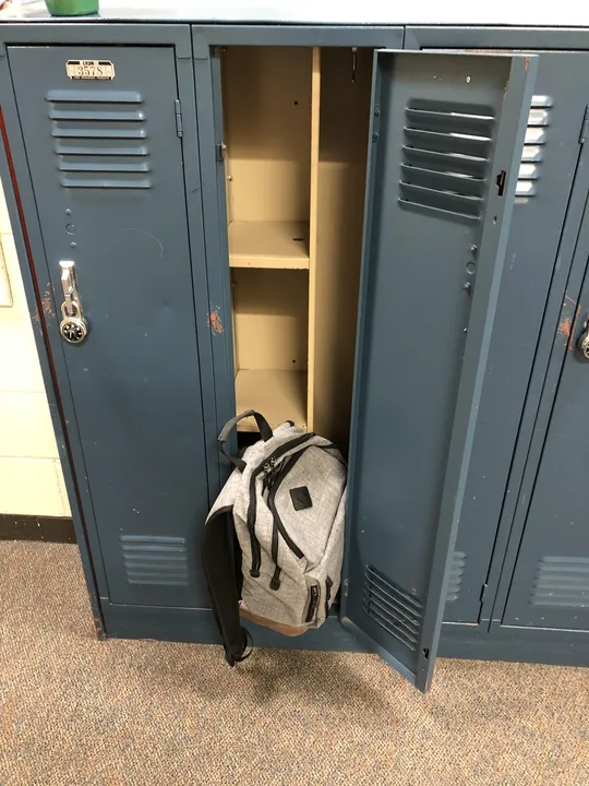 Backpacks at lunch