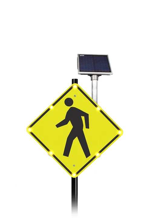 Lighted crosswalk signs on Redwood Rd. at Lorena and Modesto