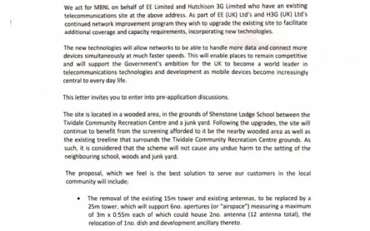 Stop the build of a 25 metre mobile phone tower at Lower City Road, Oldbury
