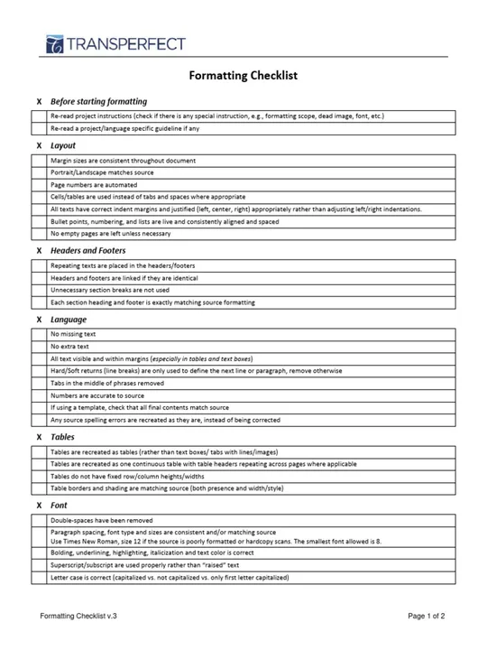 Replace I2 Template with List of Formatting Criterion for ECMM102
