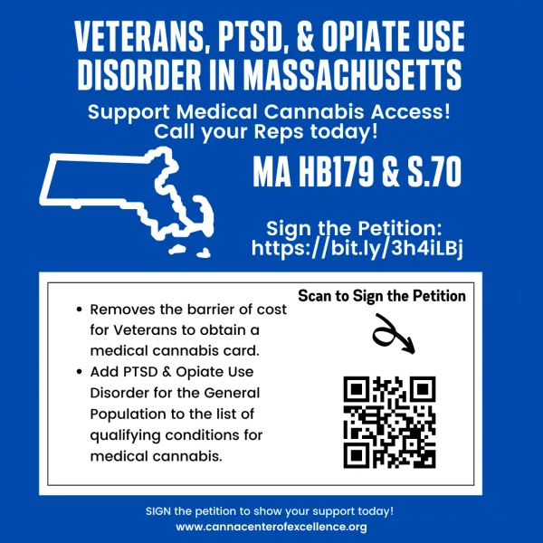 MA HB179/S.70 & S.64/H.173, & H.176 Bills: Veterans Access to Medical Cannabis, PTSD & Opioid Use Disorder; Medical Cannabis De-verticalization