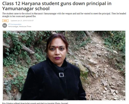 Justice for Ritu Chhabra (Principal) who was shot dead by 12th Grade Student Shivansh Gumber