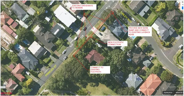 Construct footpath connection on Princes St, Ryde for Improved Local Connectivity