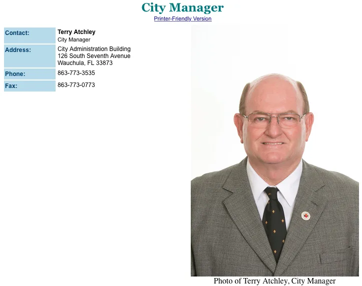 Fire Wauchula City Manager TERRY ATCHLEY for abuse of Power and Victimizing city employees