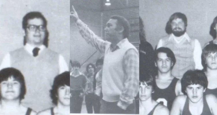 Head Wrestling Coaches Bob Ryder (posthumously) and Rich Schmidt and Asst Coach Jim Bottoms - OCUSD 220 Athletic Hall of Fame
