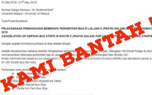 BANTAHAN PEMANSUHAN BEBERAPA HENTIAN DI LALUAN C