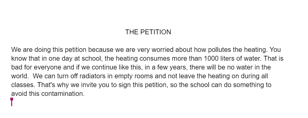 The heating in the school