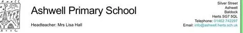 Ashwell Primary School - Admission number (PAN) reduction to 30