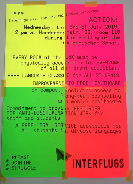 Free language classes and support for anti-discrimination work at UdK