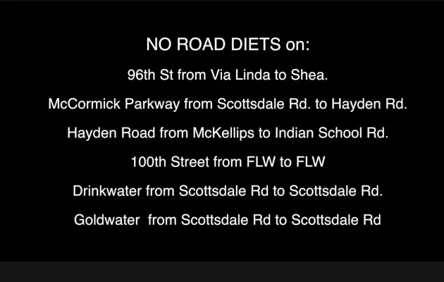 Tell the Scottsdale City Council - remove 6 streets from table S-2 in the TAP