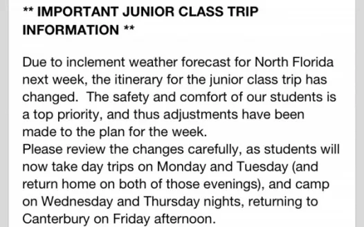 Junior Class Trip (JCT)