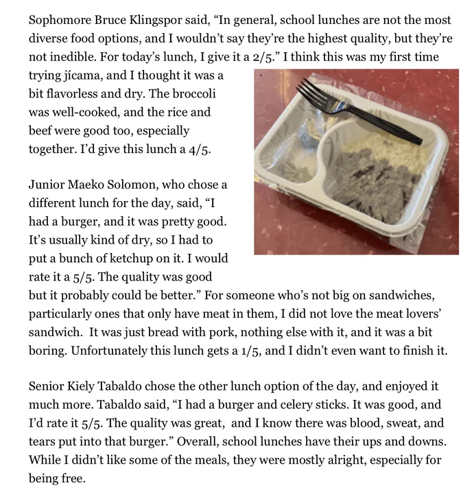 To have Choice of food options in school