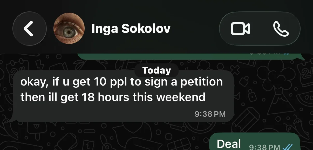 Make Inga get adequate sleep tonight